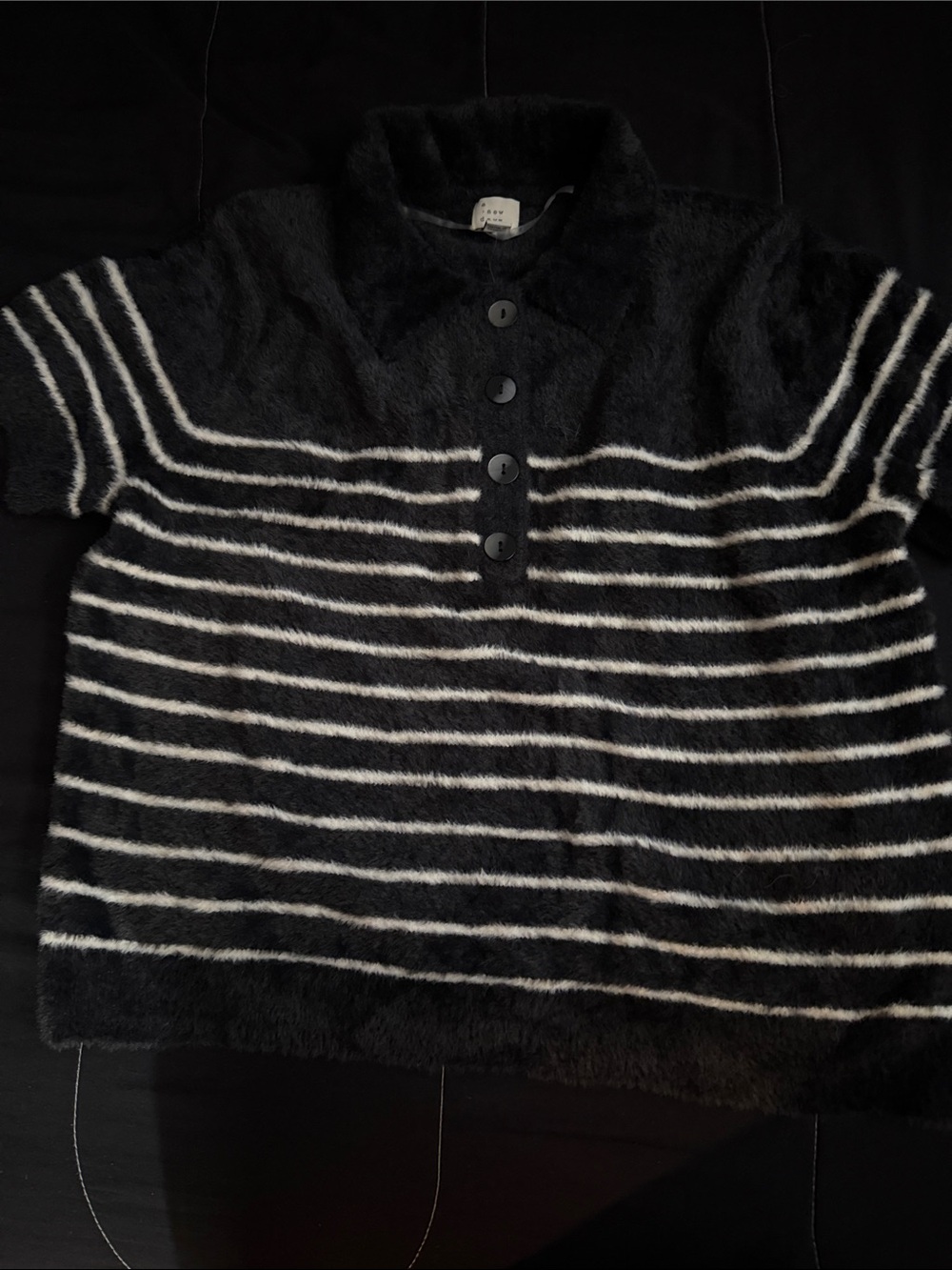 a new day Black Plush Jacket with Satin Trim